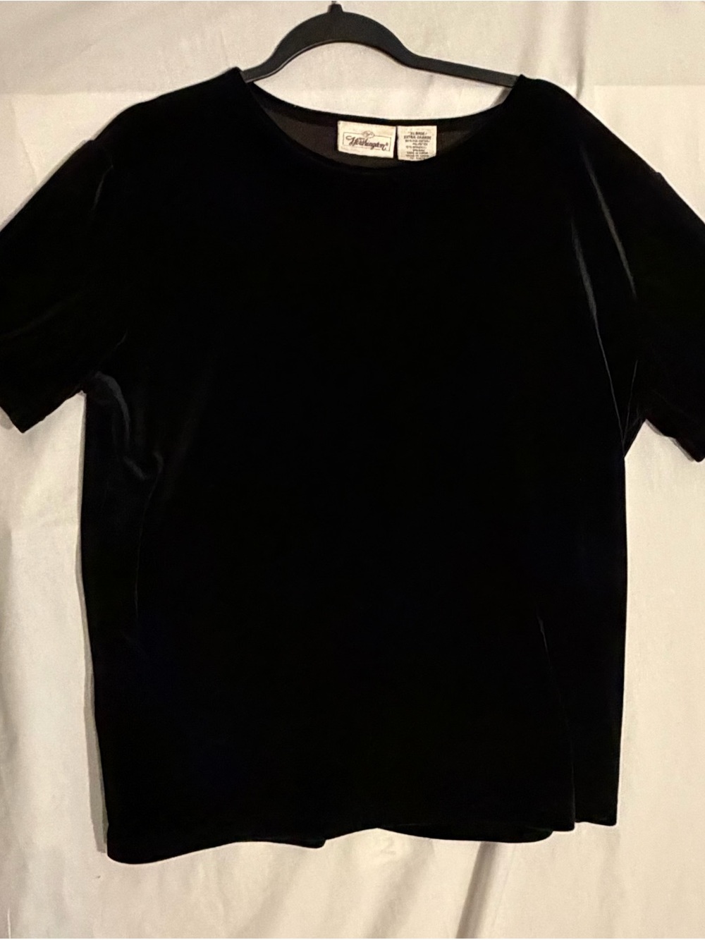 #572 Velvet Short-Sleeve Kids Top - Black